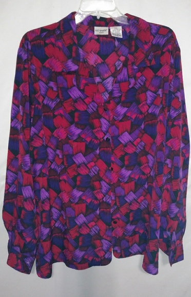 Liz Baker Tops - Liz Baker Purple Pink Brush Blouse Sz 24W Plus